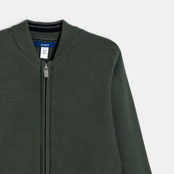 سترة طويلة برقبة تيدي خضراء اللون للأولاد